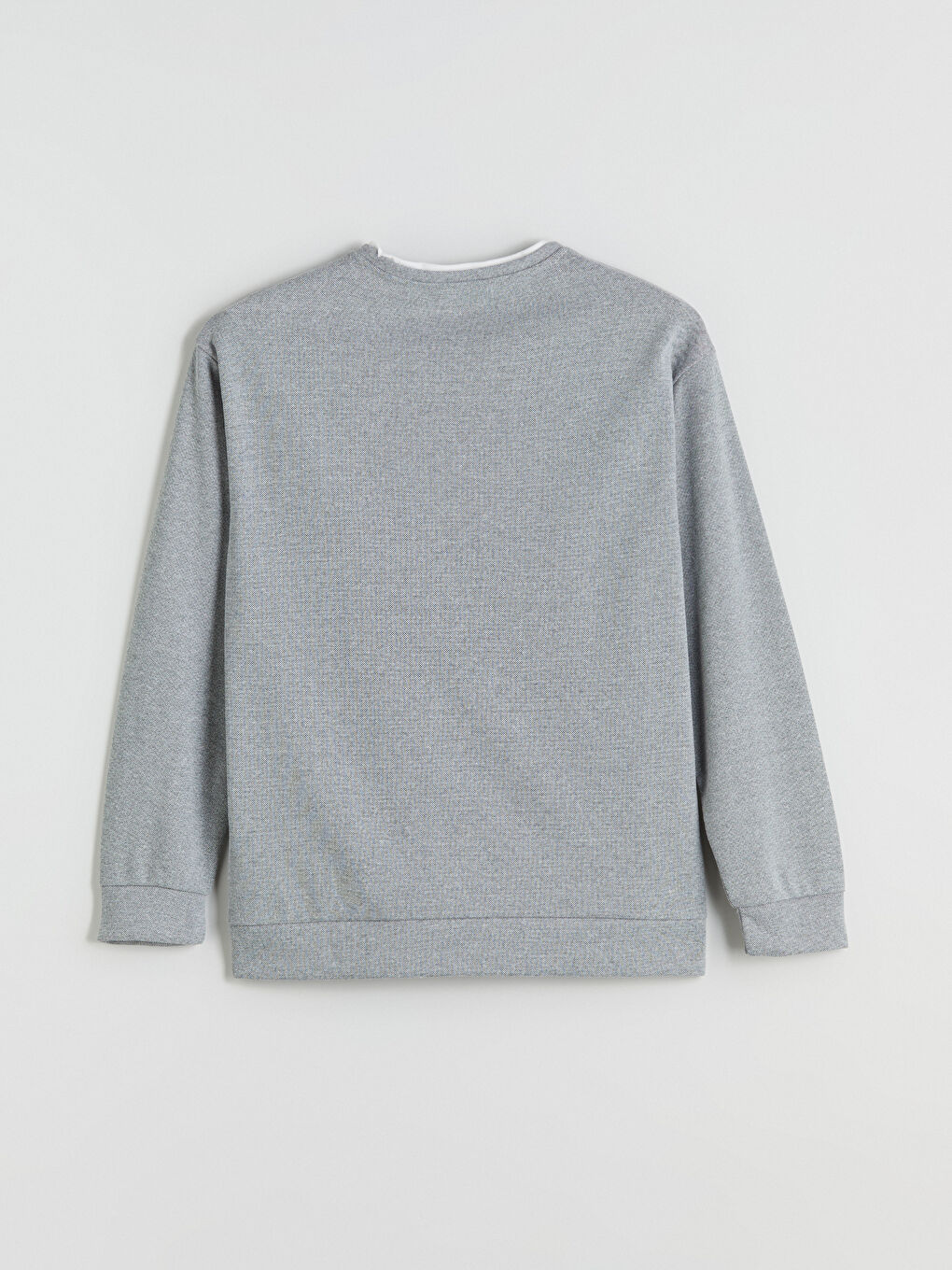 Gri Bisiklet Yaka Erkek Sweatshirt-5