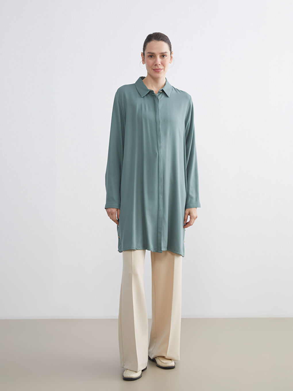 Yeşil Regular Fit Kadın Gömlek Tunik-1