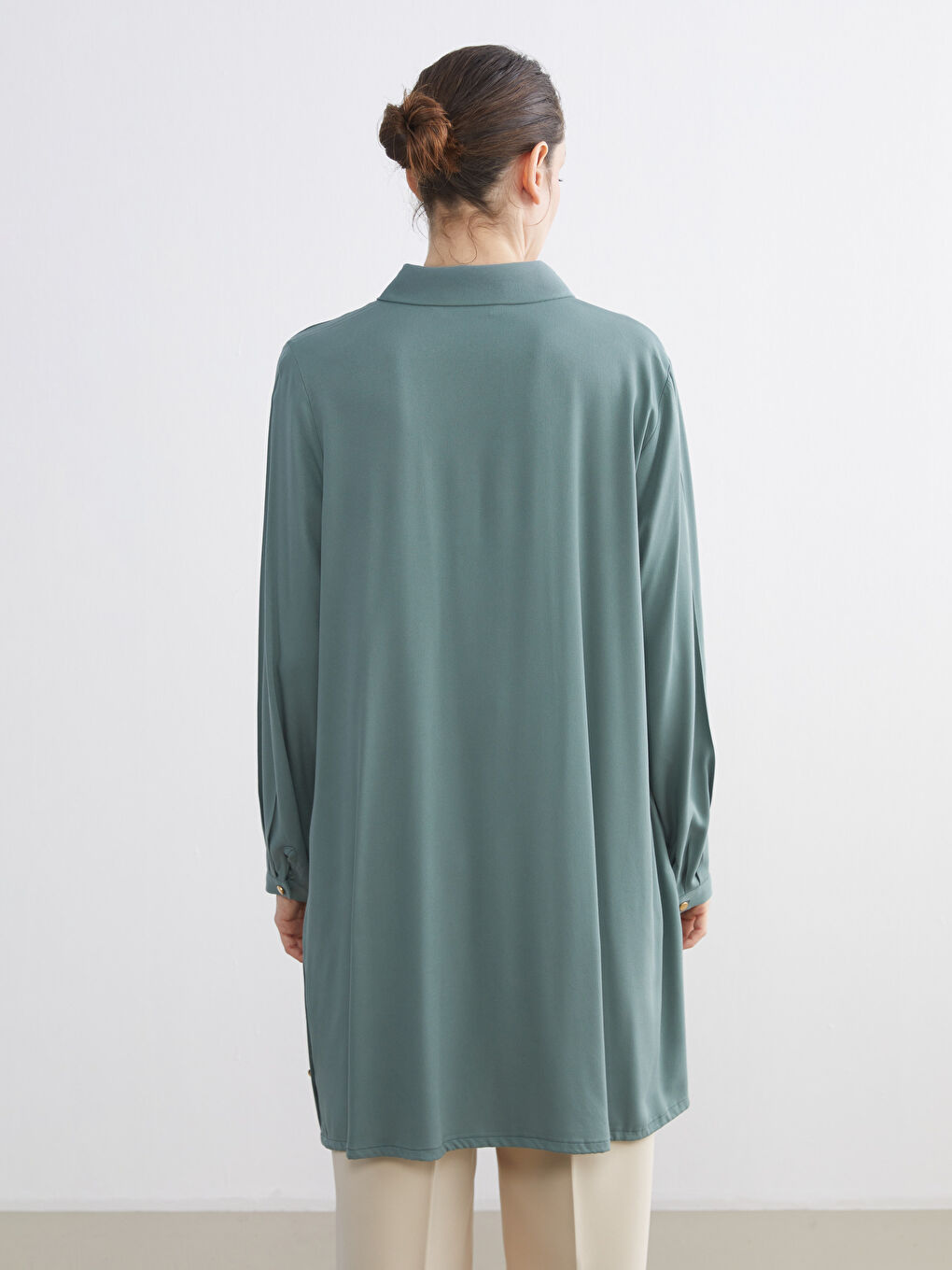 Yeşil Regular Fit Kadın Gömlek Tunik-3