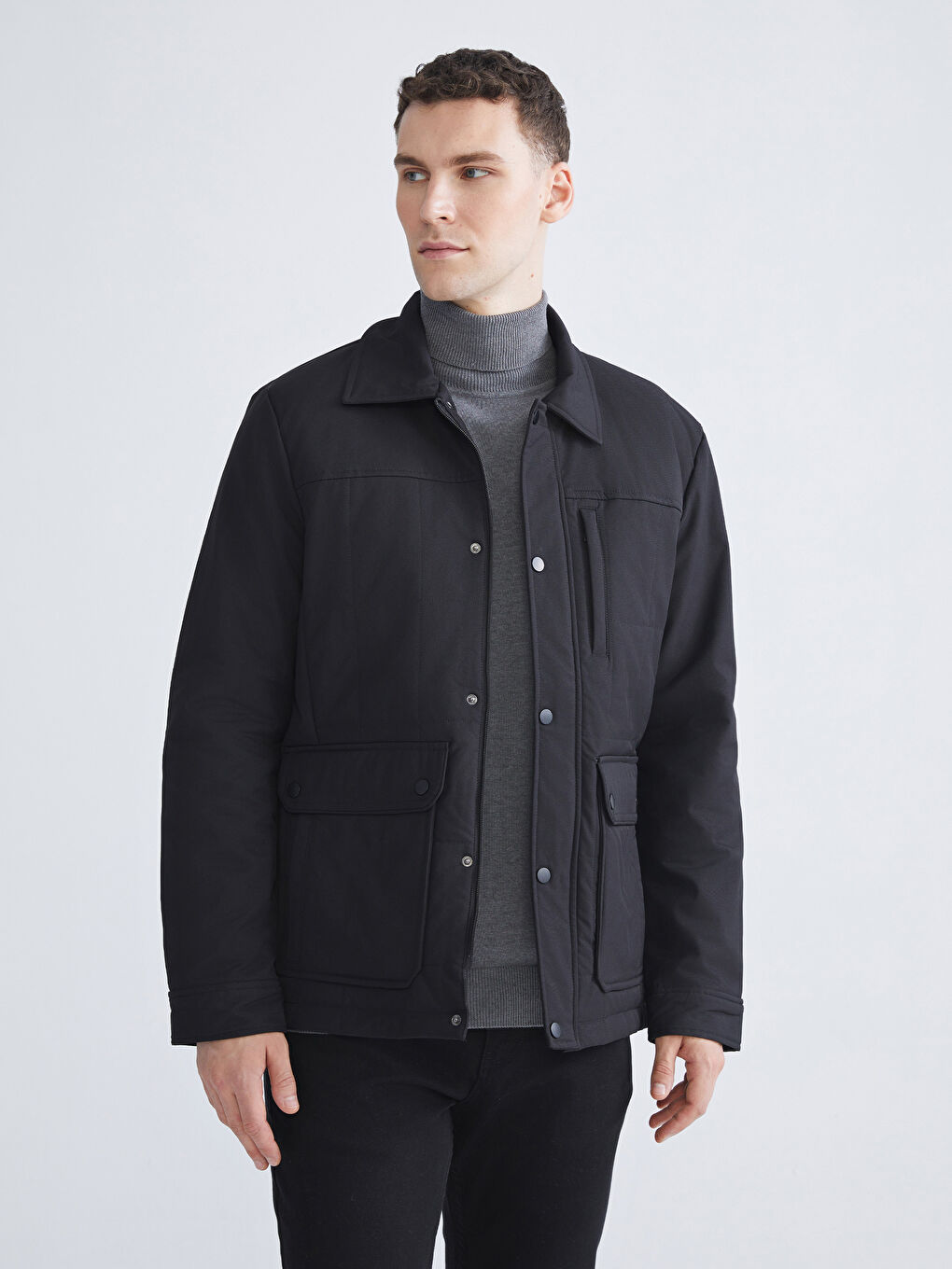 Regular Fit Long Sleeve Men's Shirt Jacket