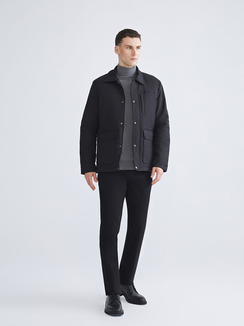 Regular Fit Long Sleeve Men's Shirt Jacket-1