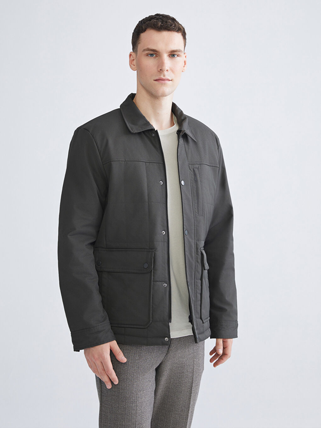 Regular Fit Long Sleeve Men's Shirt Jacket