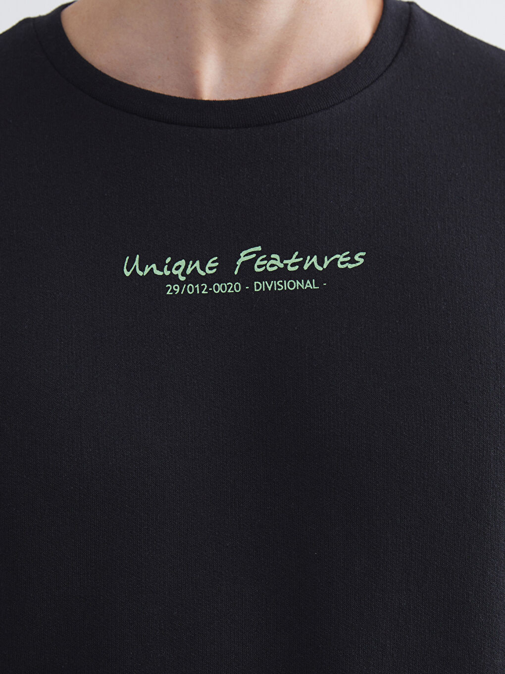 Siyah Bisiklet Yaka Erkek Sweatshirt-2