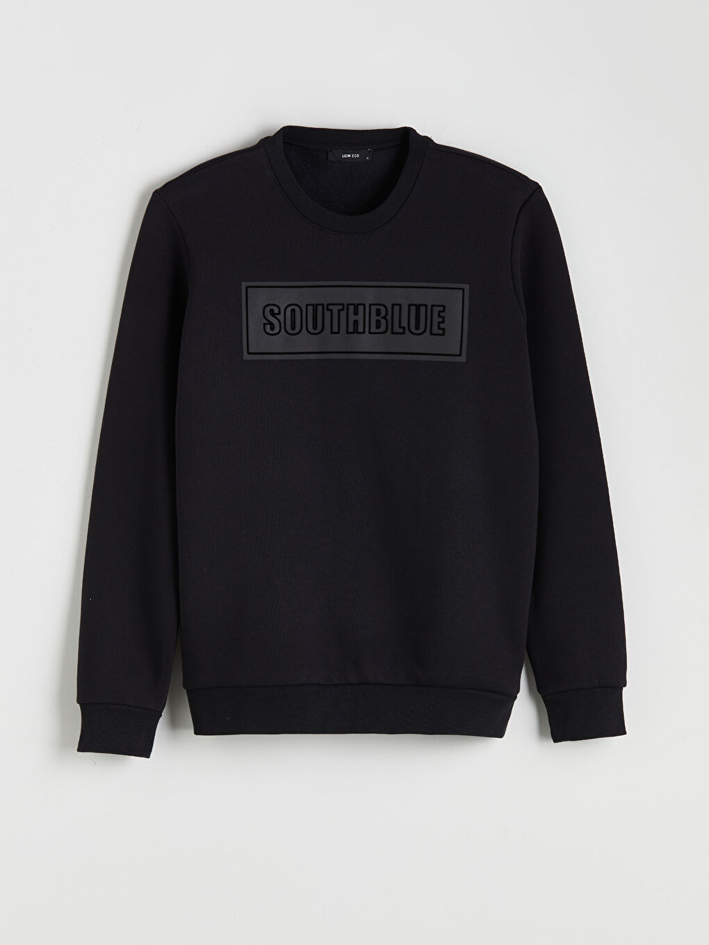 Siyah Bisiklet Yaka Baskılı Erkek Sweatshirt-4
