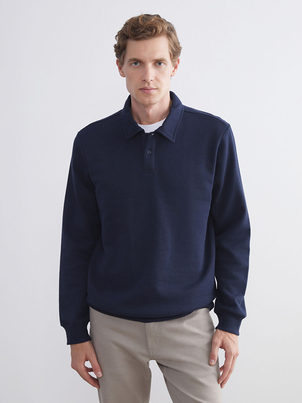 LCW ECO Polo Neck Men's Sweatshirt -W5GC36Z8-CRP