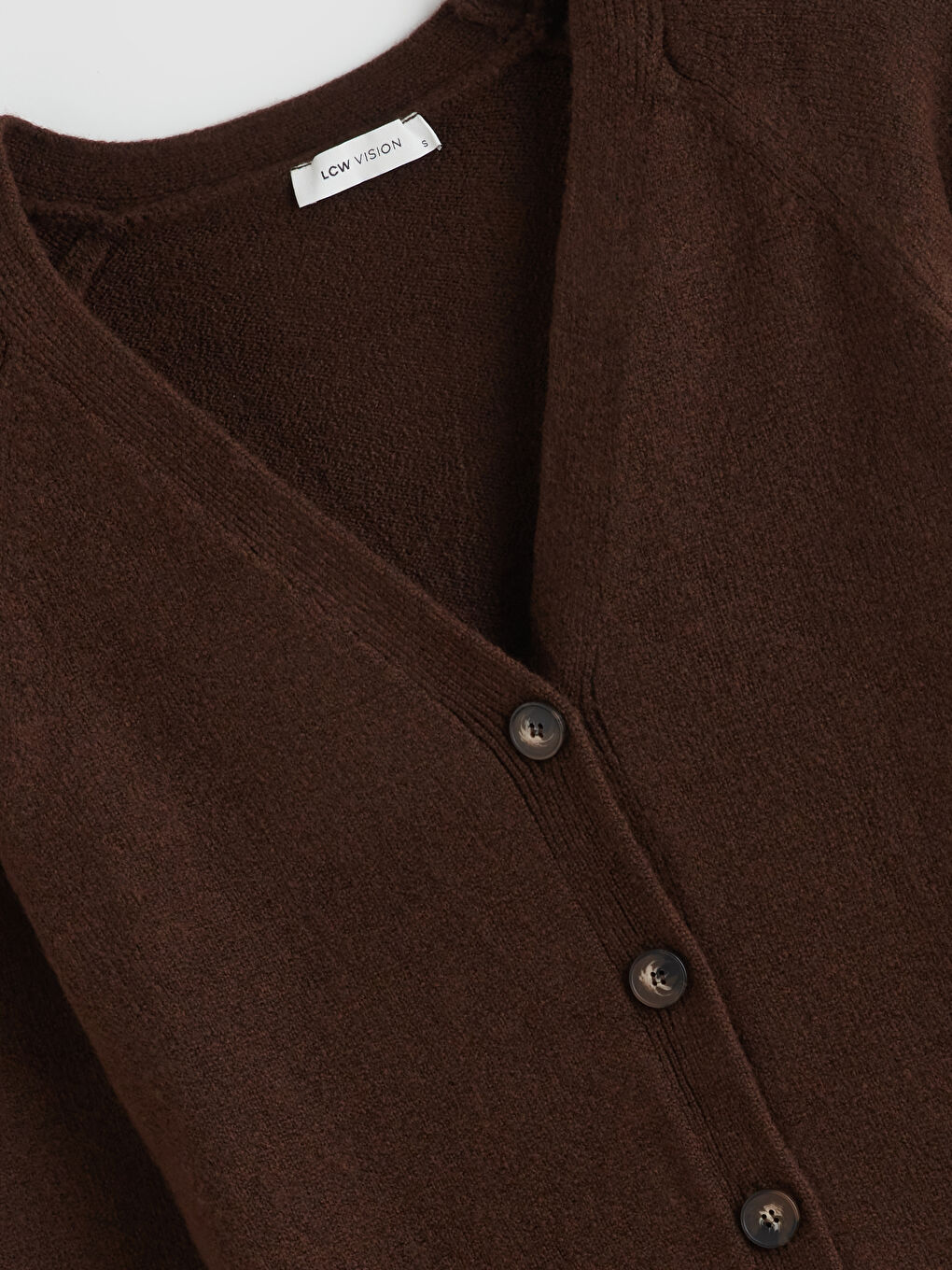 Kahverengi V Yaka Kadın Triko Hırka-6