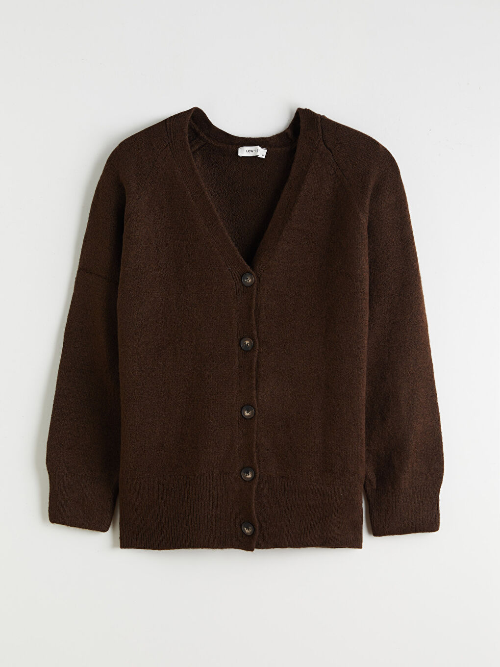 Kahverengi V Yaka Kadın Triko Hırka-4