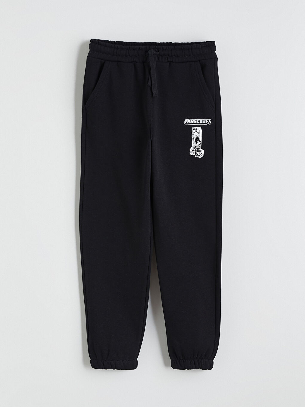 Siyah Beli Lastikli Minecraft Baskılı Erkek Çocuk Jogger Eşofman Altı