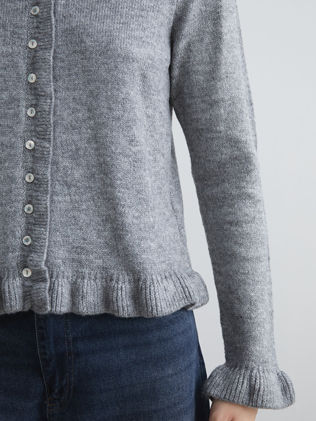 LCW Vision Crew Neck Women's Knitwear Cardigan -W5GC66Z8-EEZ