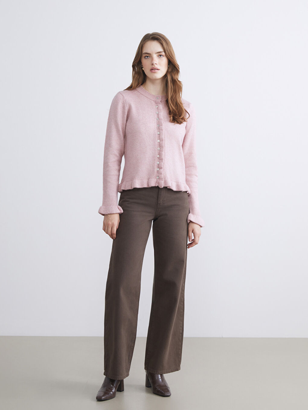 LCW Vision Crew Neck Women's Knitwear Cardigan -W5GC66Z8-RVR