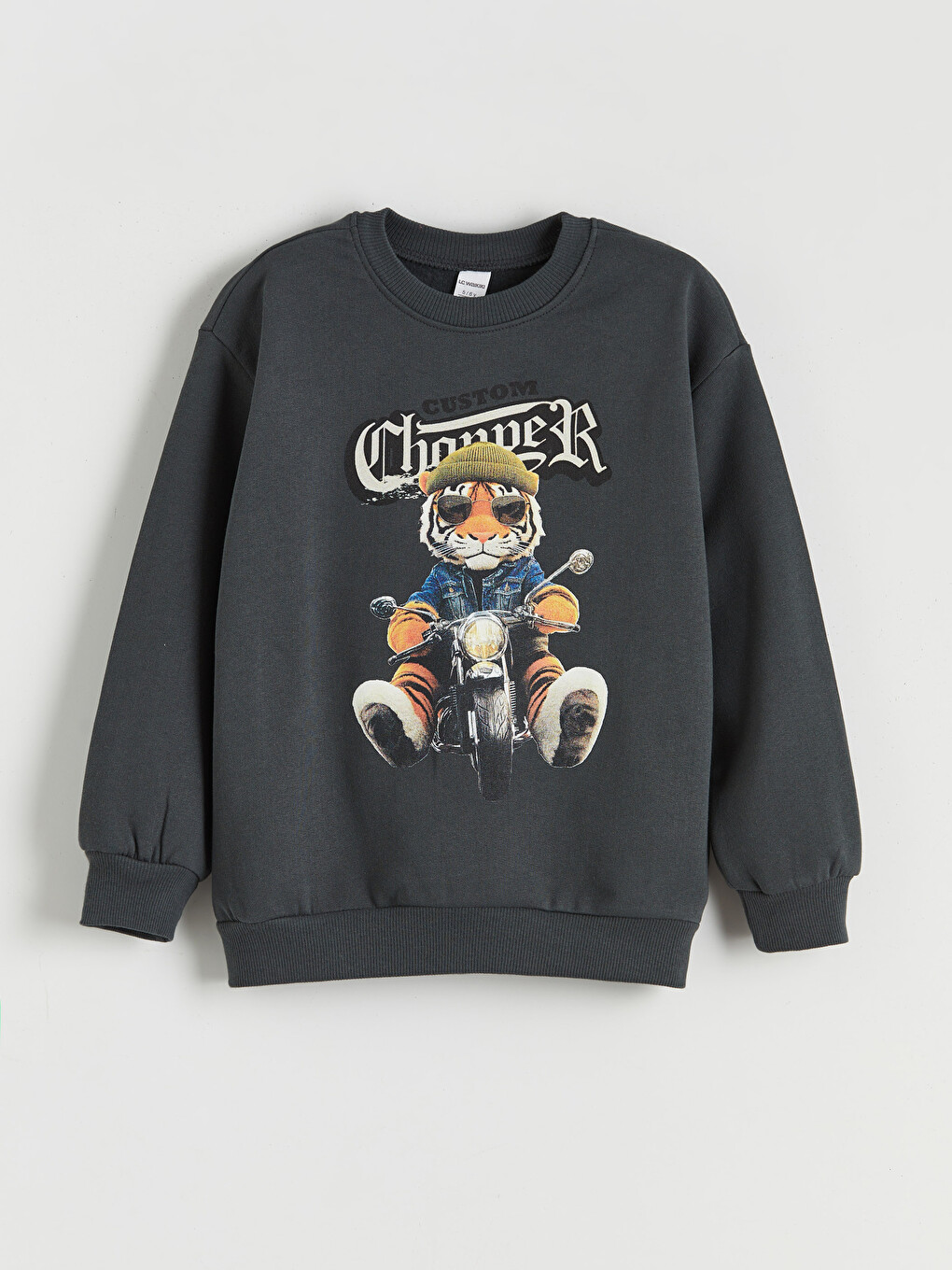Antrasit Baskılı Erkek Çocuk Kalın Sweatshirt