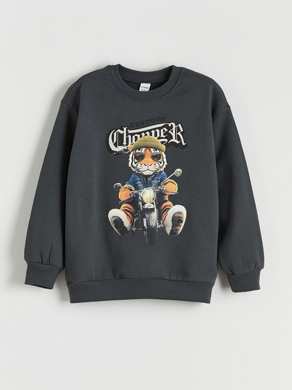 Antrasit Bisiklet Yaka Erkek Çocuk Kalın Sweatshirt 2'li-3