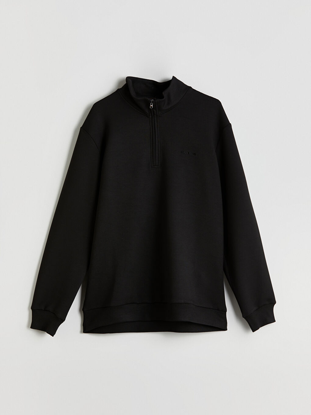 Siyah Fermuarlı Dik Yaka Erkek Sweatshirt-8