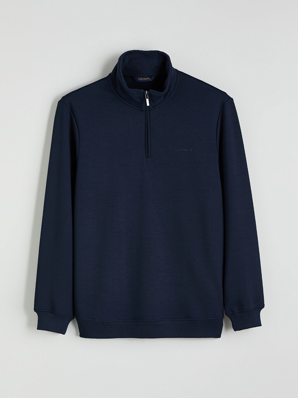 Lacivert Fermuarlı Dik Yaka Erkek Sweatshirt-4