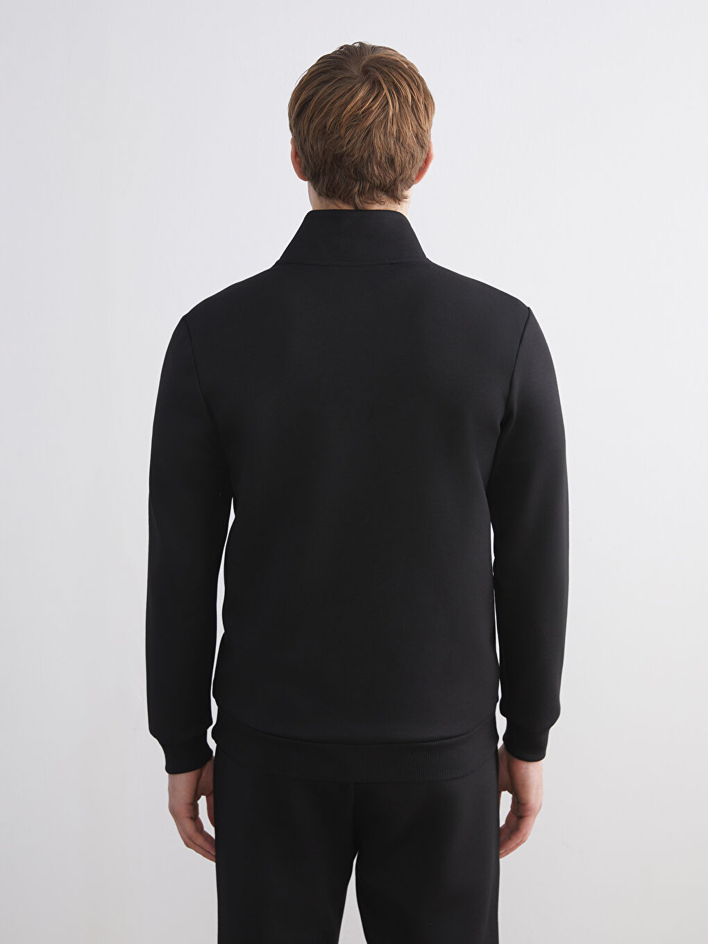 Siyah Fermuarlı Dik Yaka Erkek Sweatshirt-6