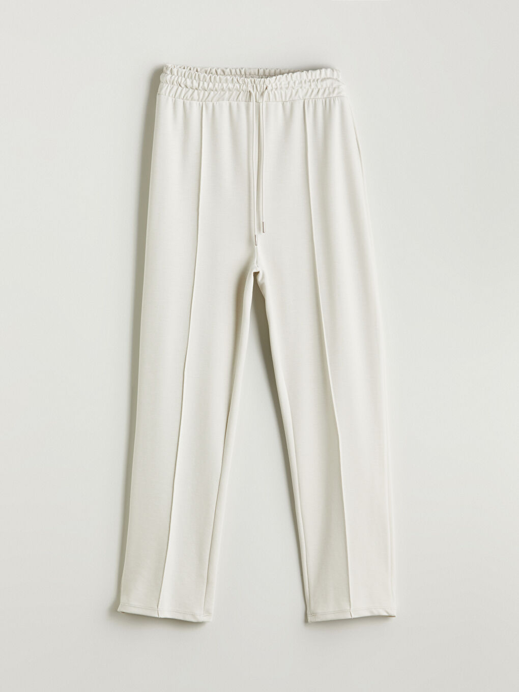 Bej Beli Lastikli Kadın Eşofman Altı-4