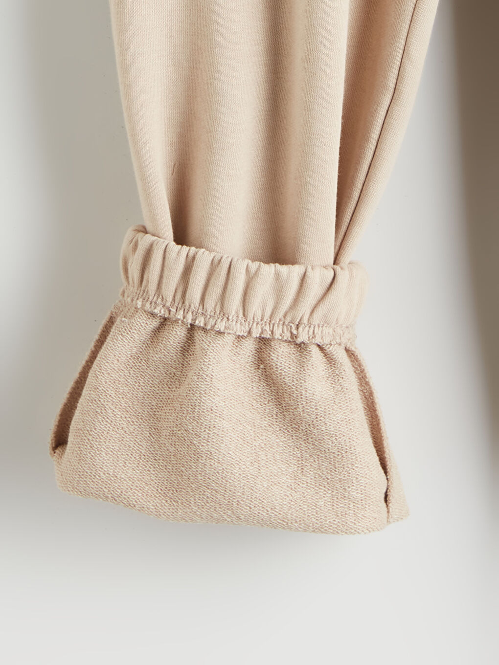 Bej Beli Lastikli Kadın Jogger Eşofman Altı-5