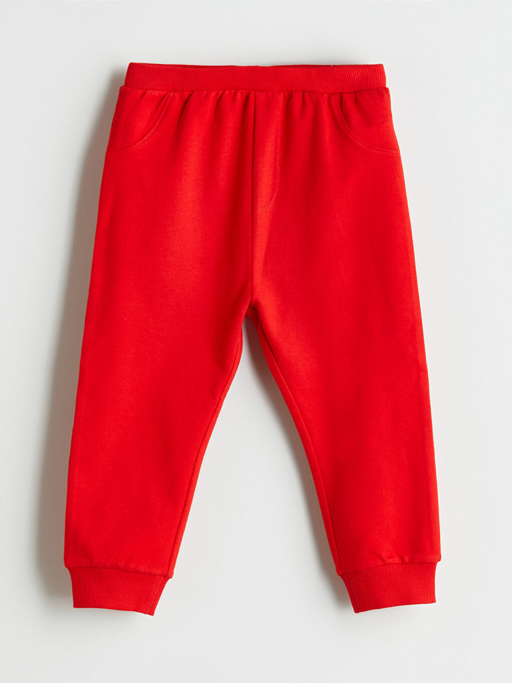Kırmızı Beli Lastikli Basic Erkek Bebek Jogger Eşofman Altı