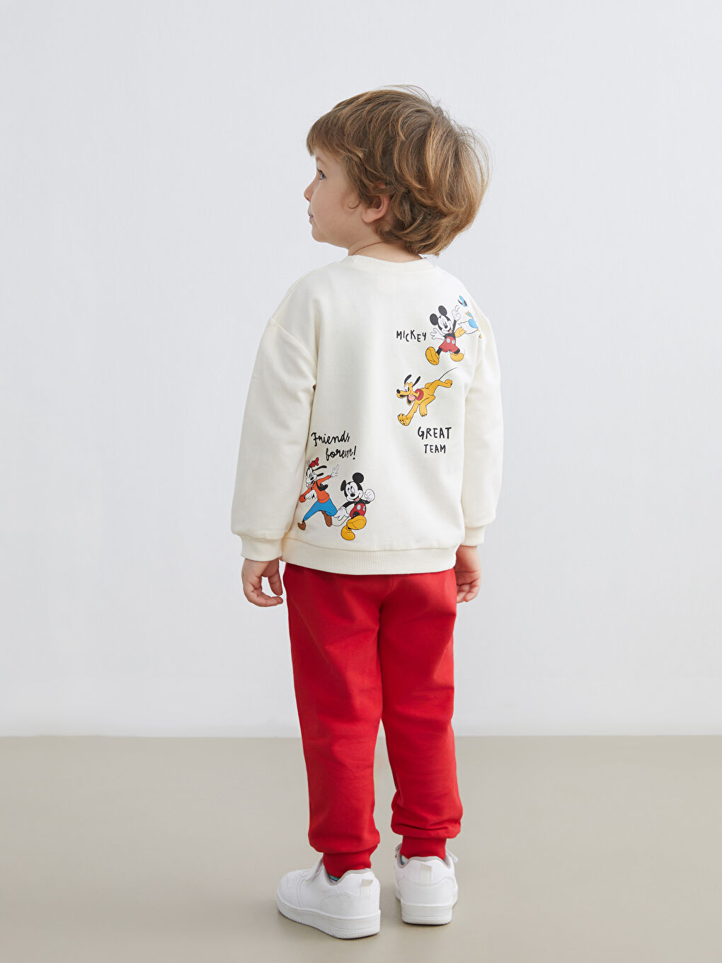 Bisiklet Yaka Mickey Mouse Baskılı Erkek Bebek Sweatshirt ve Eşofman Alt-1