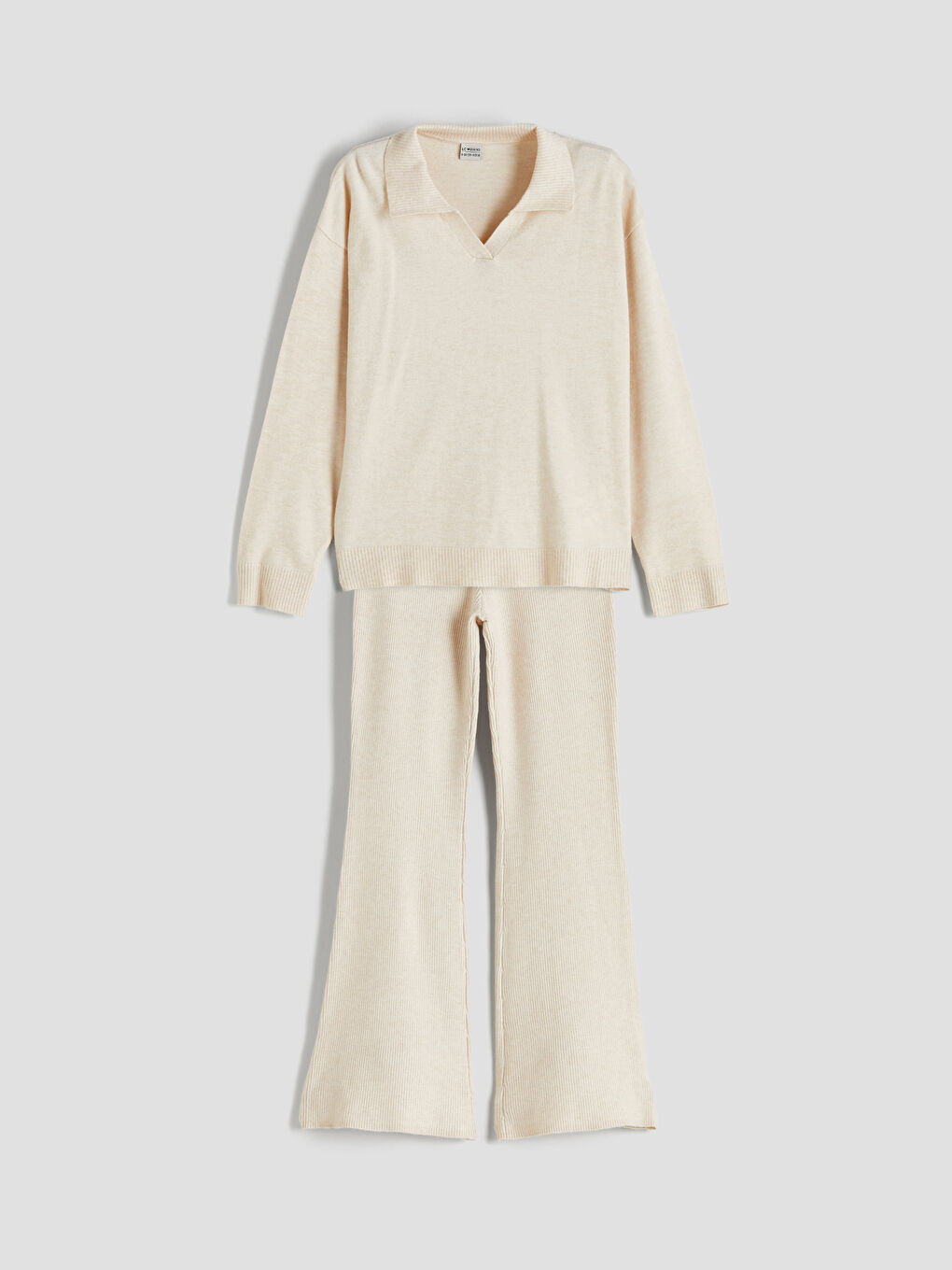 Polo Neck Girls' Knitwear Sweater and Trousers