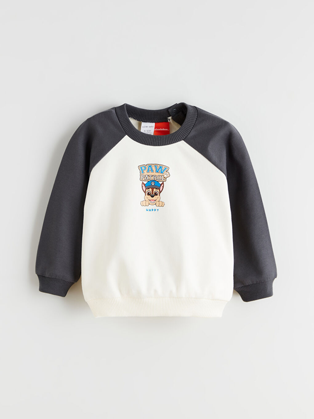 Bej Bisiklet Yaka Paw Patrol Baskılı Erkek Bebek Sweatshirt ve Eşofman Alt-1