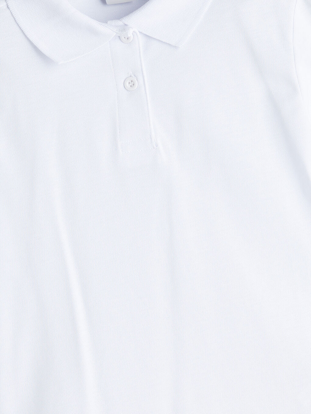 Beyaz Polo Yaka Kız Çocuk Tişört-1