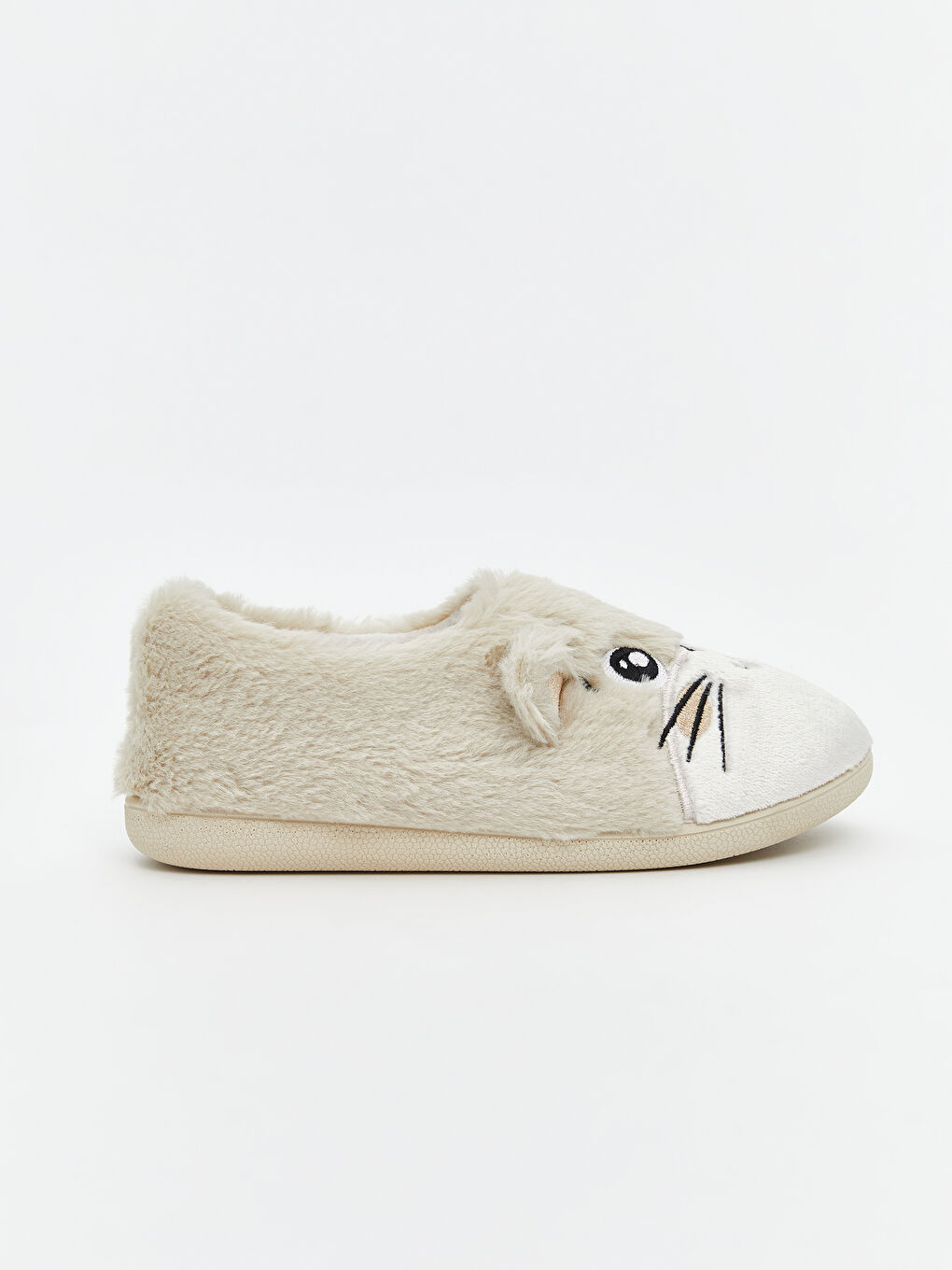 Bej Tavşan Figürlü Pelüş Kadın Ev Terliği-1