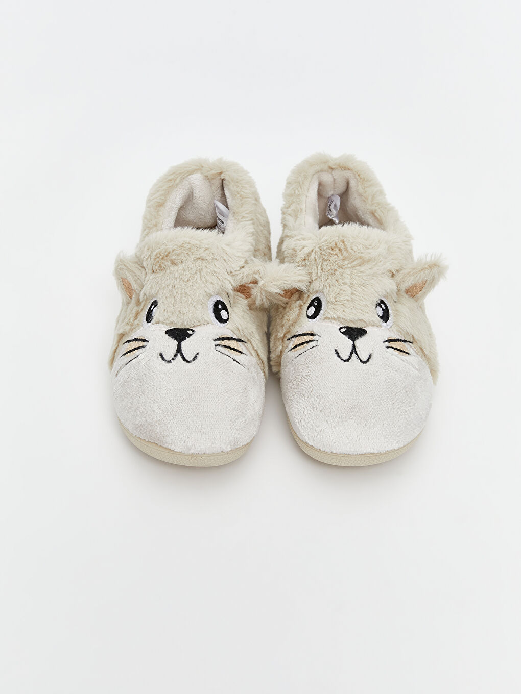 Bej Tavşan Figürlü Pelüş Kadın Ev Terliği-2