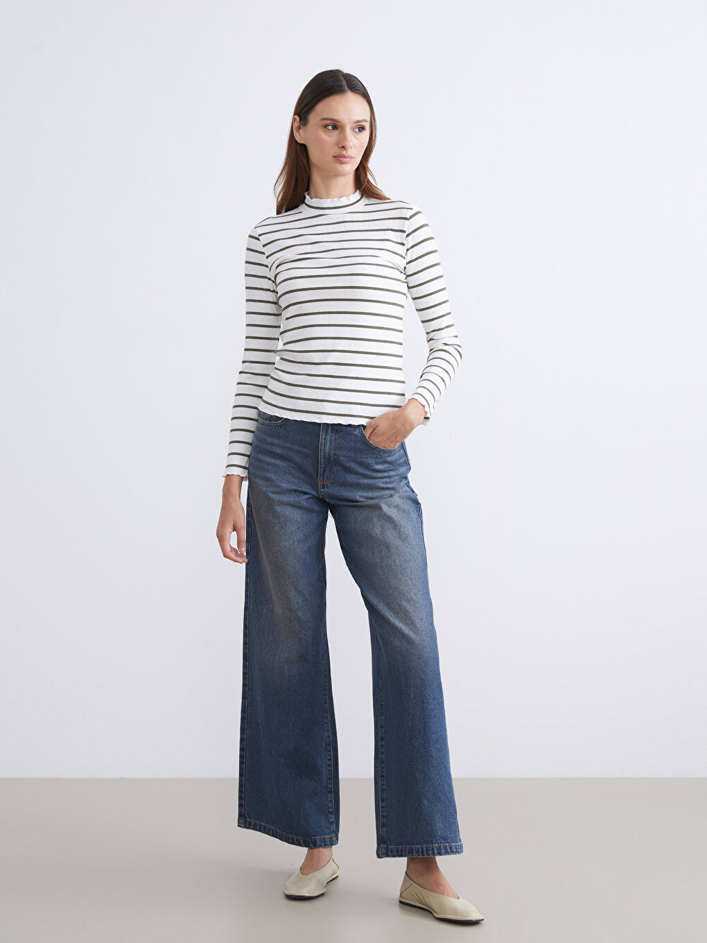 әйелдерге арналған кең балақ джинс шалбар