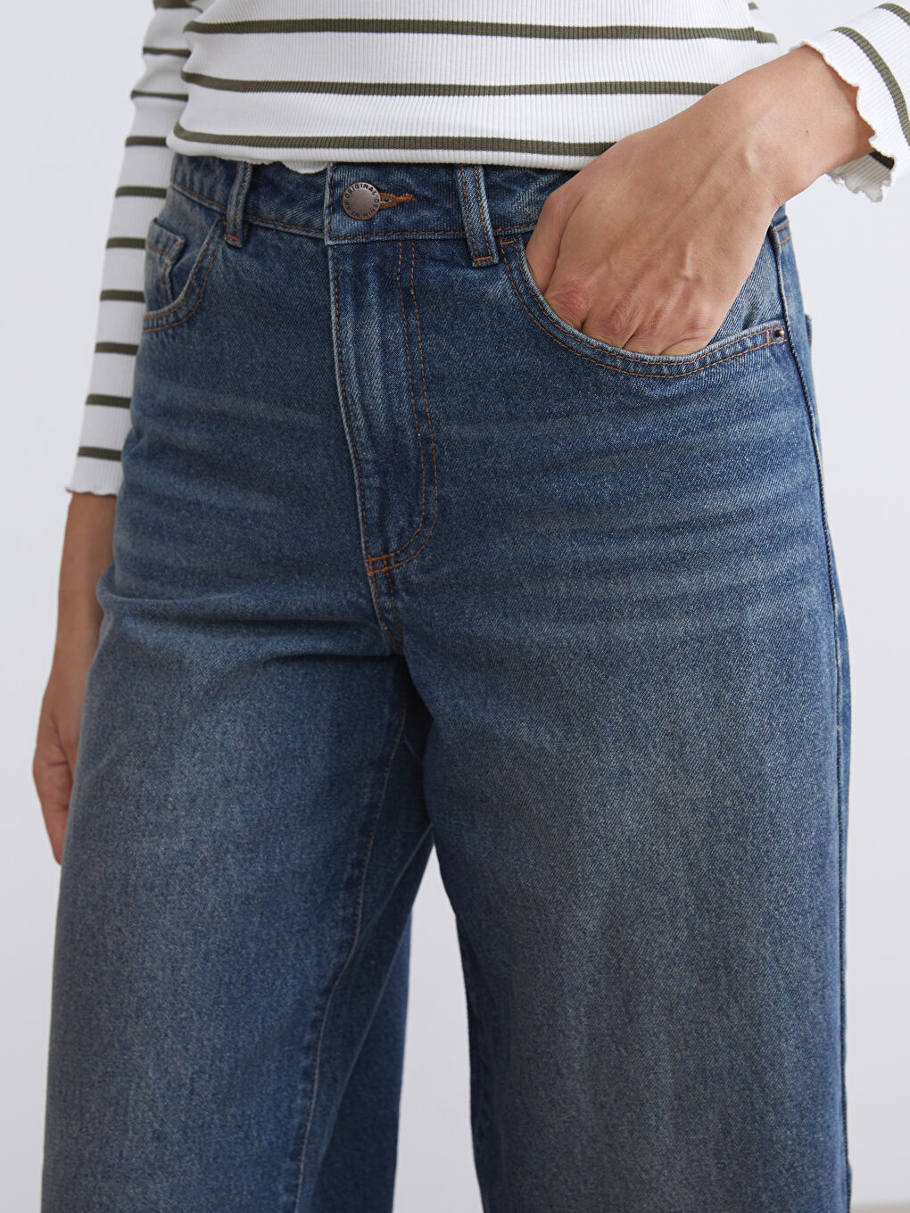 әйелдерге арналған кең балақ джинс шалбар-2