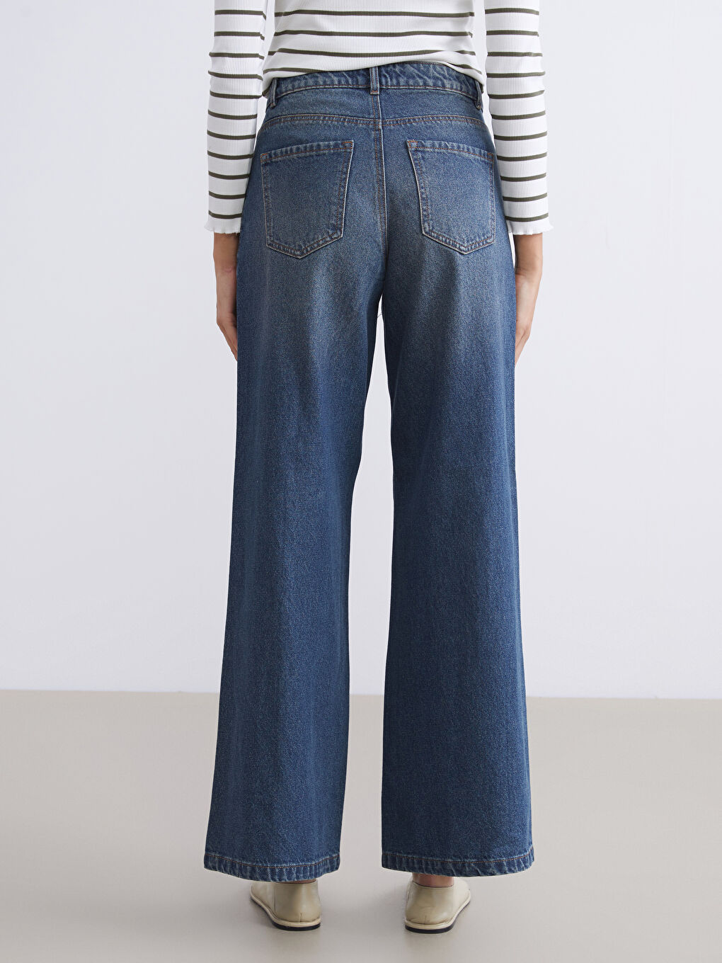 әйелдерге арналған кең балақ джинс шалбар-3