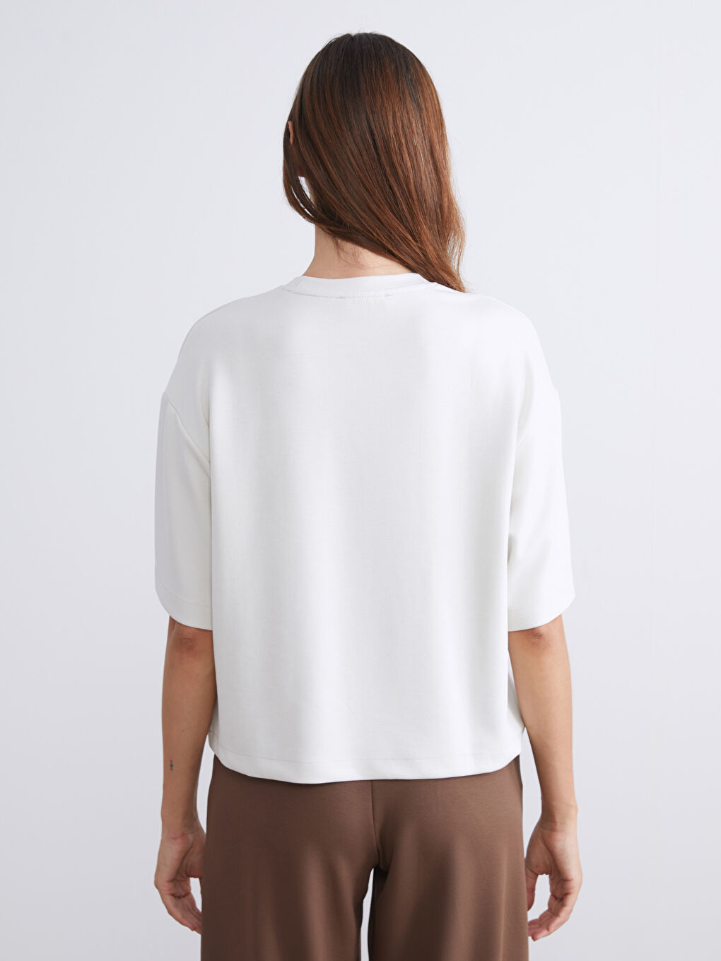 Женщины Бежевый Футболка-3