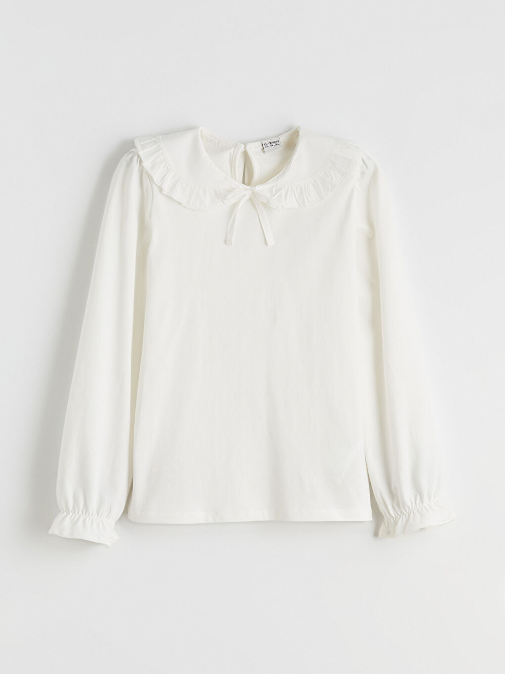 Ekru Bebe Yaka Kız Çocuk Tişört-1