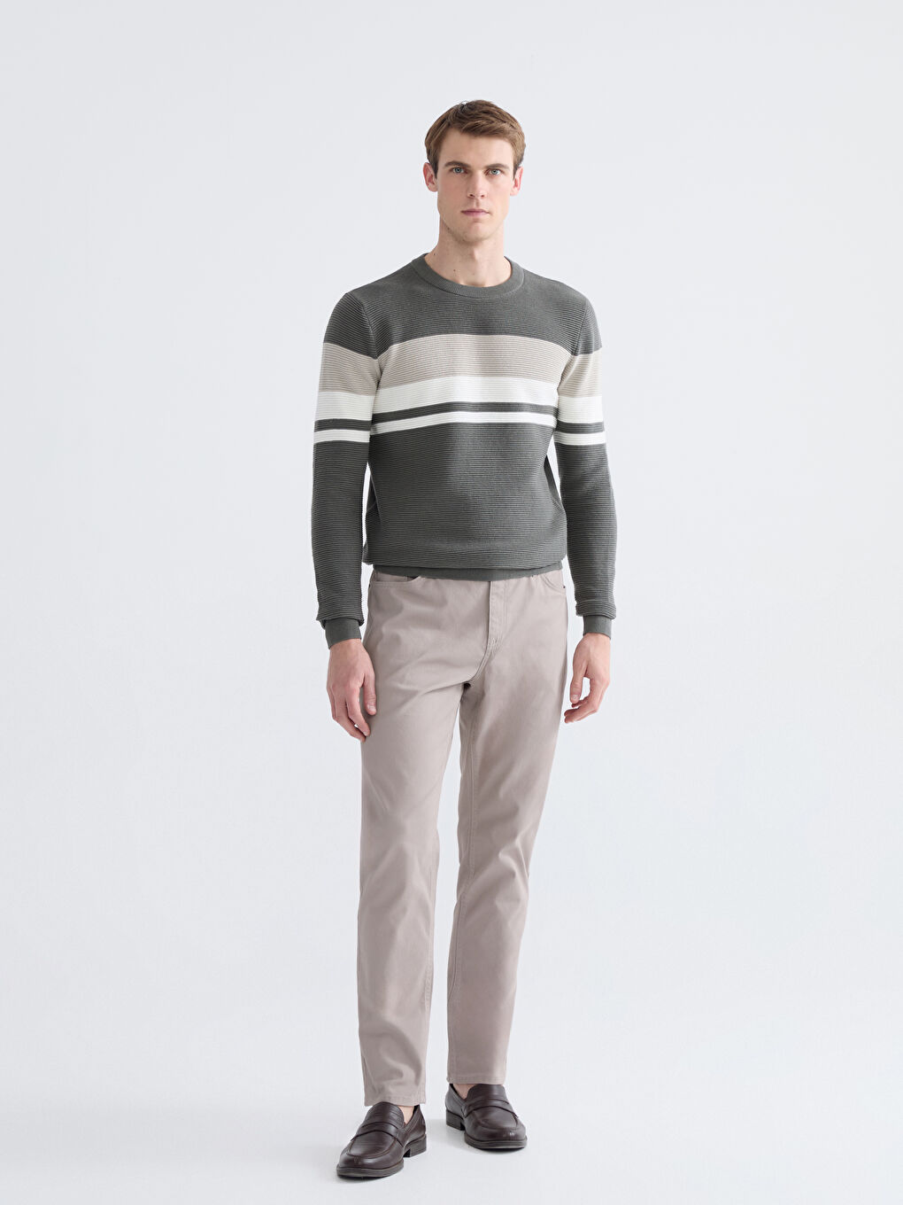 Crew Neck Striped Men's Knitwear Sweater-1