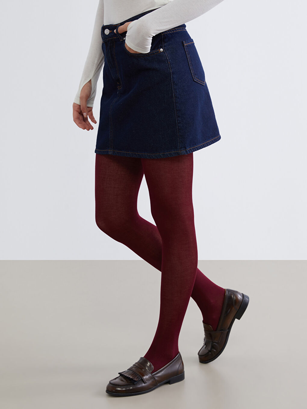 Bordo Modal Karışımlı Kadın Külotlu Çorap-1