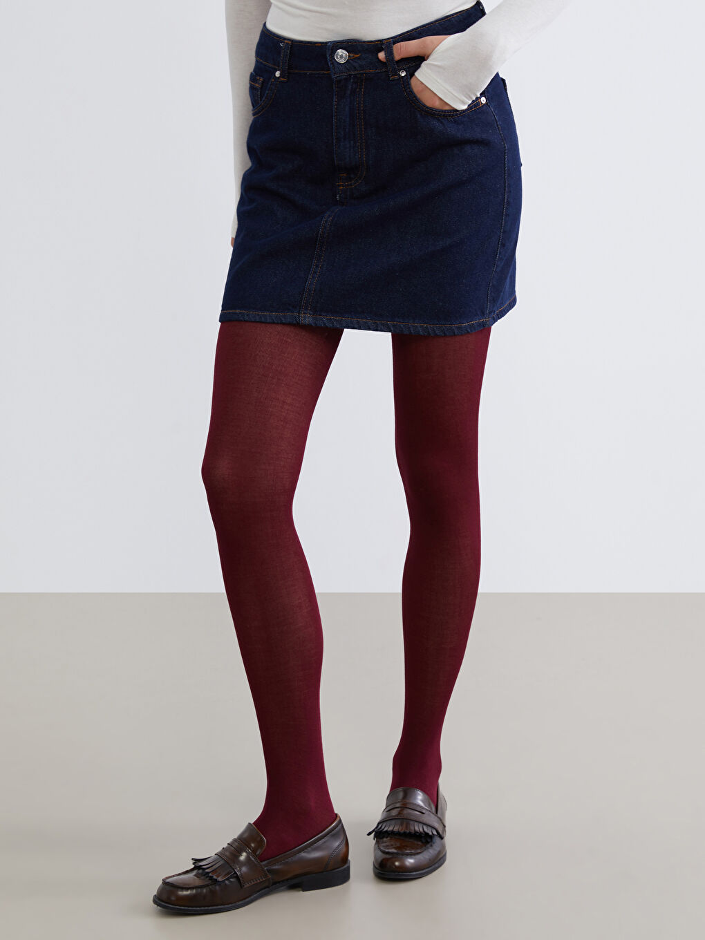 Bordo Modal Karışımlı Kadın Külotlu Çorap-2