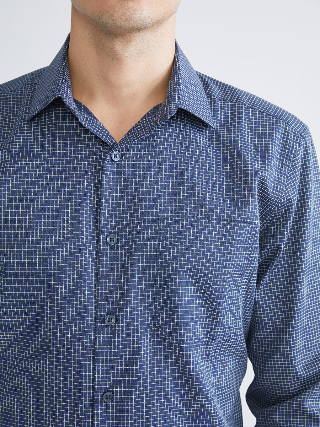 Regular Fit Long Sleeve Plaid Gabardine Men's Shirt-2