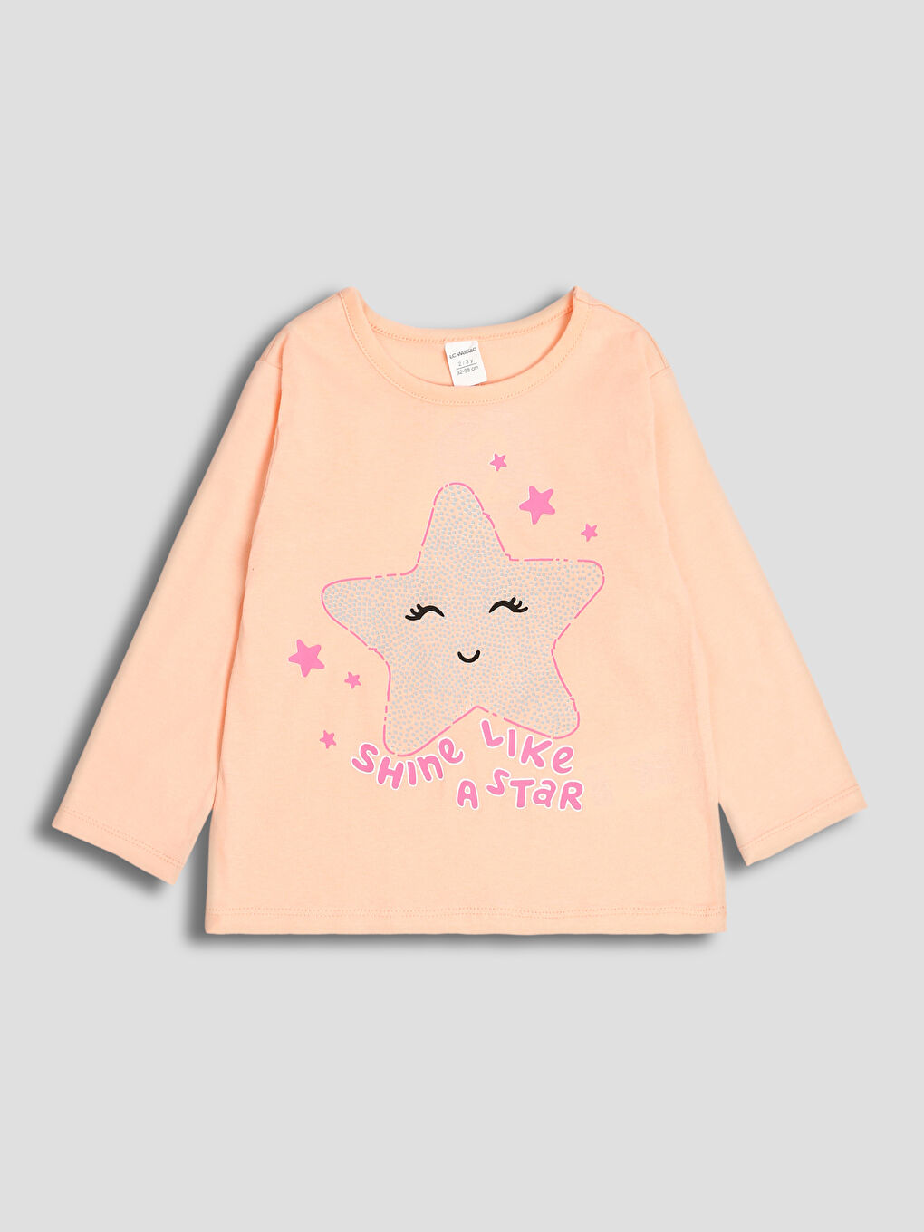 طقم بيجامة مطبوع بياقة دائرية للبنات-1