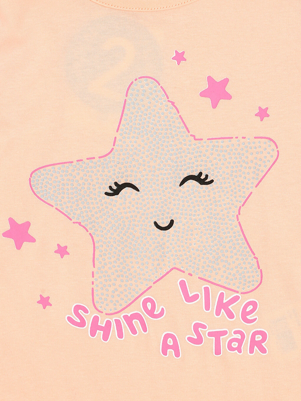 طقم بيجامة مطبوع بياقة دائرية للبنات-2