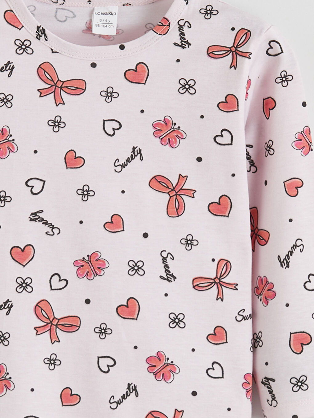 Crew Neck Printed Girls' Pyjama Set-11