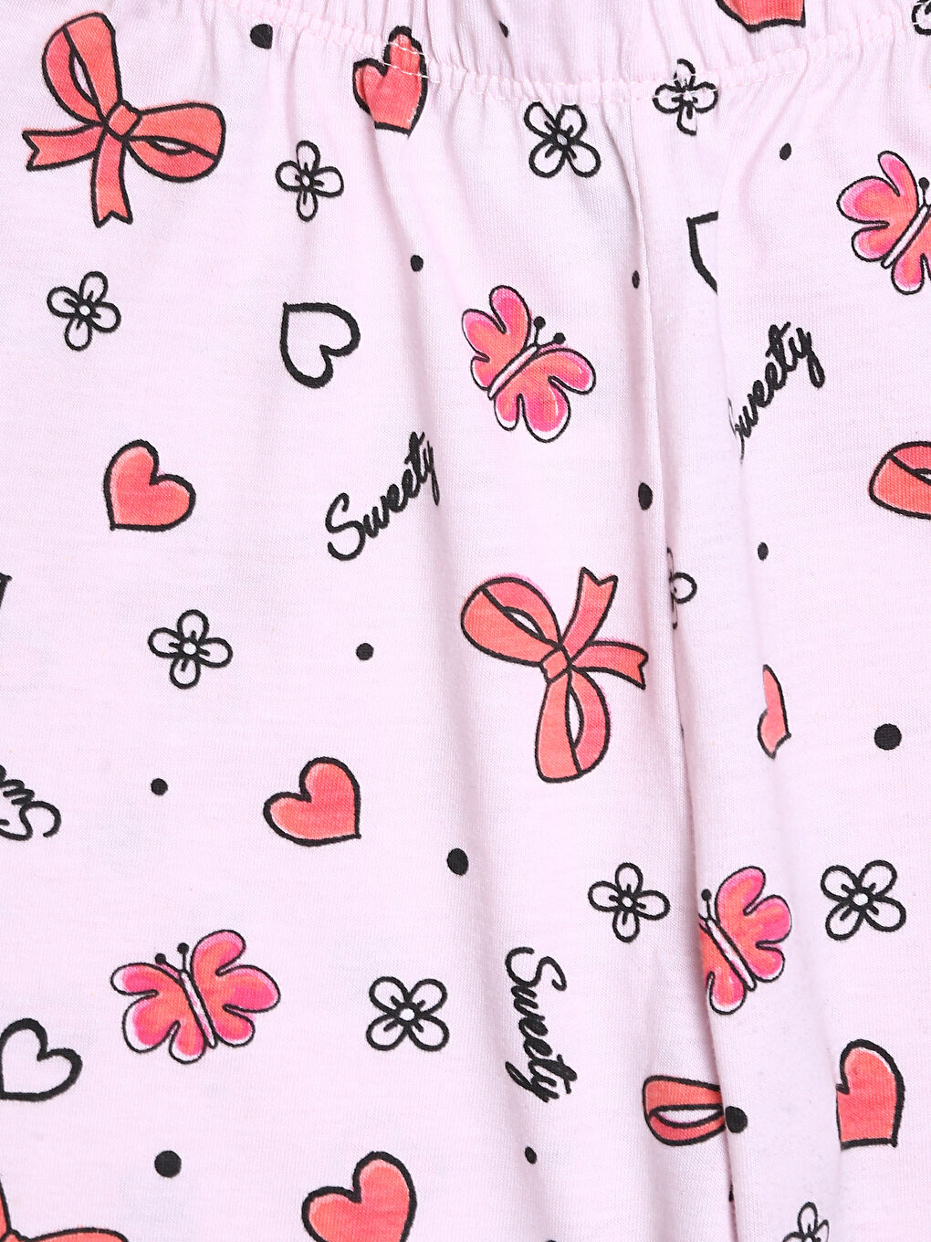 Crew Neck Printed Girls' Pyjama Set-12