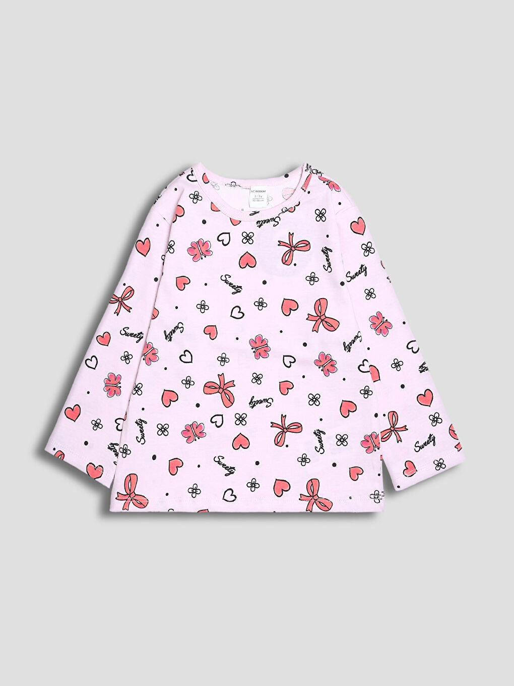 Crew Neck Printed Girls' Pyjama Set-2