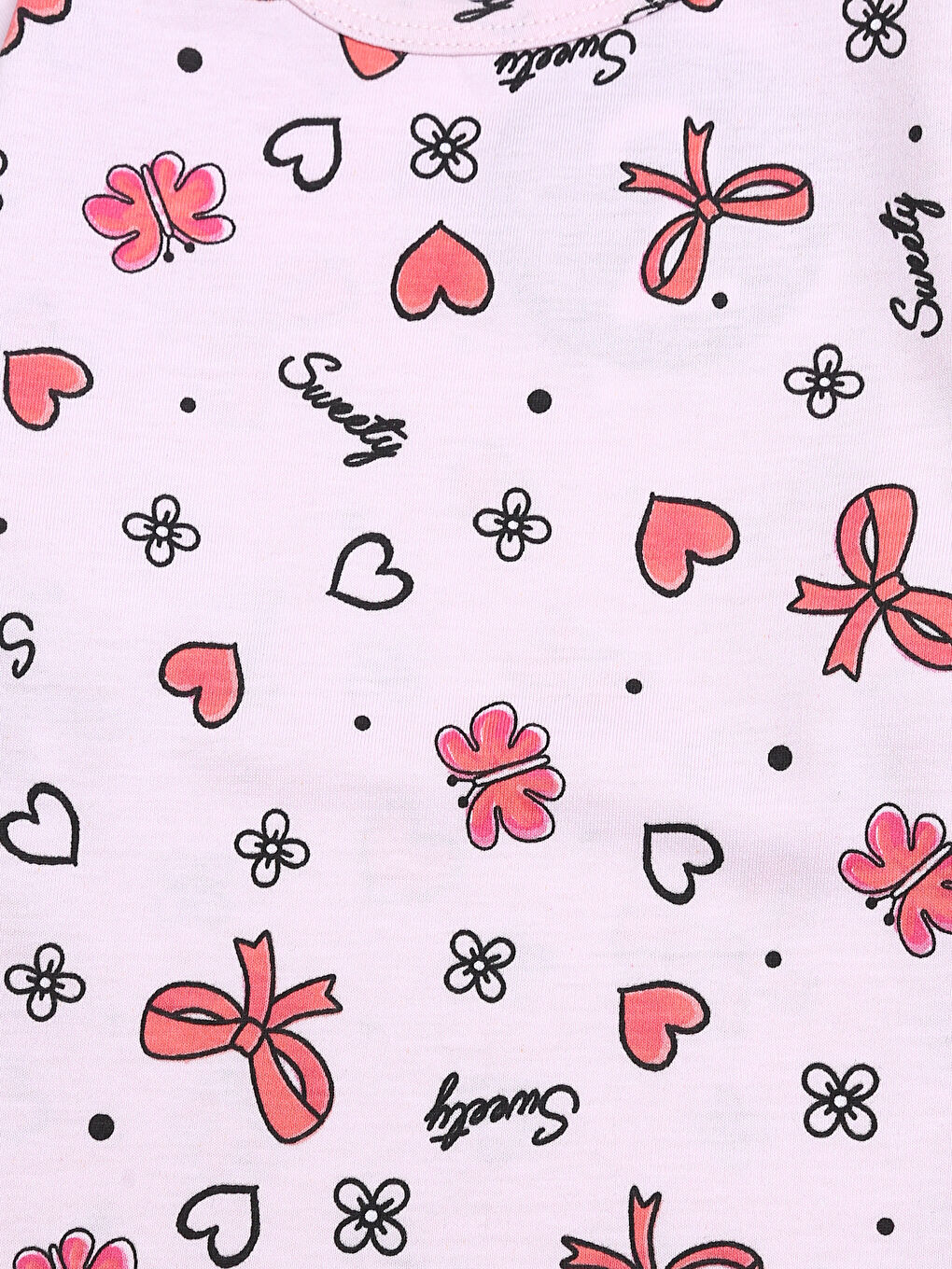 Crew Neck Printed Girls' Pyjama Set-6