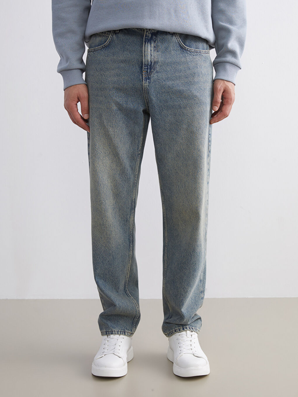 İndigo Baggy Fit Erkek Jean Pantolon-1