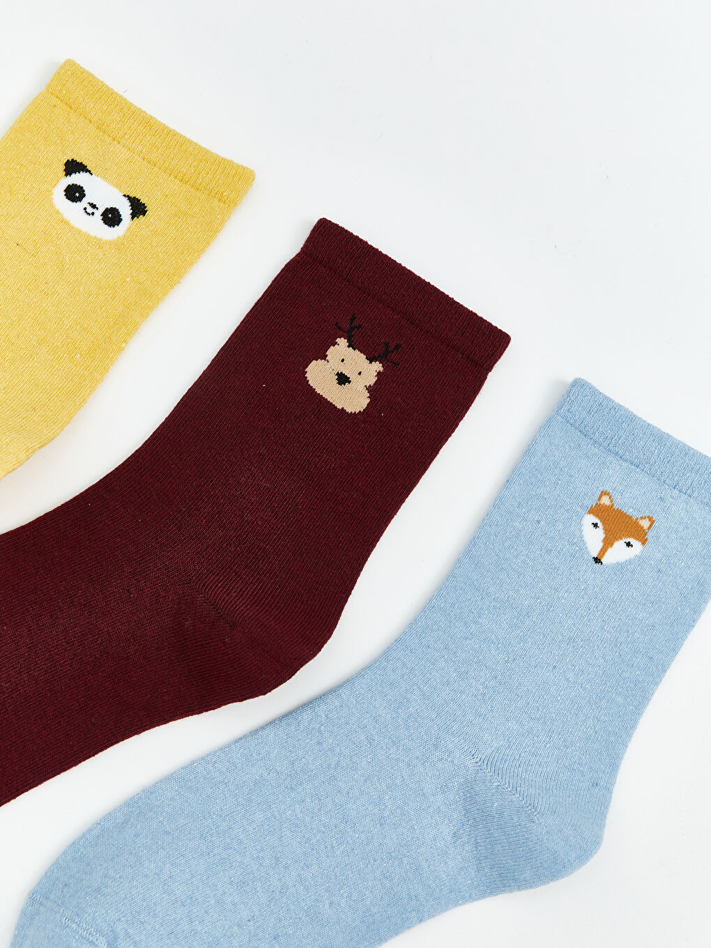 Sarı Baskılı Kadın Soket Çorap 3'lü-1