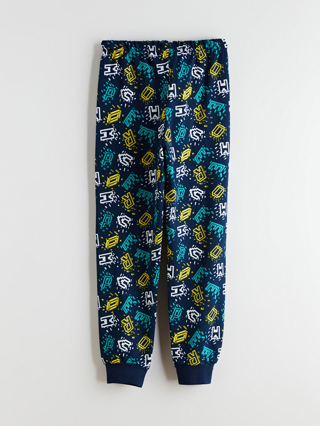 Lacivert Bisiklet Yaka Baskılı Erkek Çocuk Pijama Takımı-6