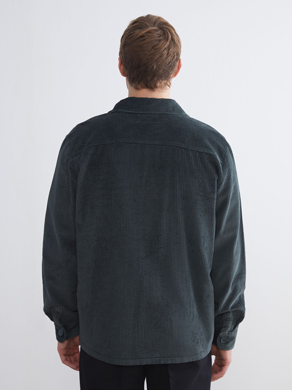 Collared Neck Men's Shirt Jacket-3