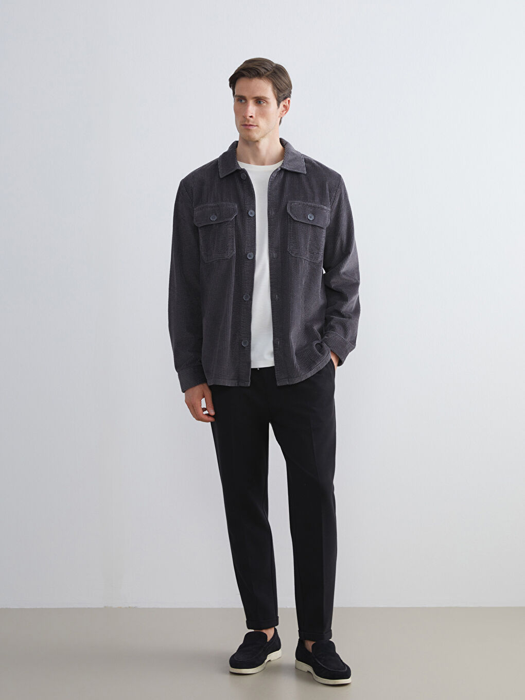 Collared Neck Men's Shirt Jacket-1