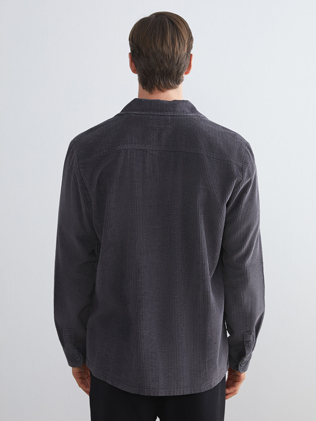 Collared Neck Men's Shirt Jacket-4