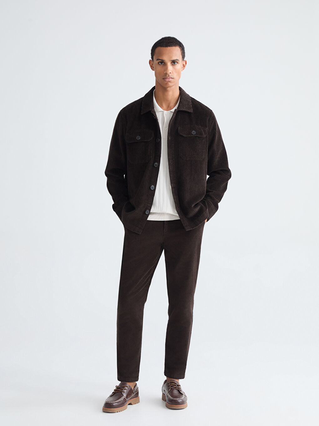 Kahverengi Gömlek Yaka Erkek Gömlek Ceket-1